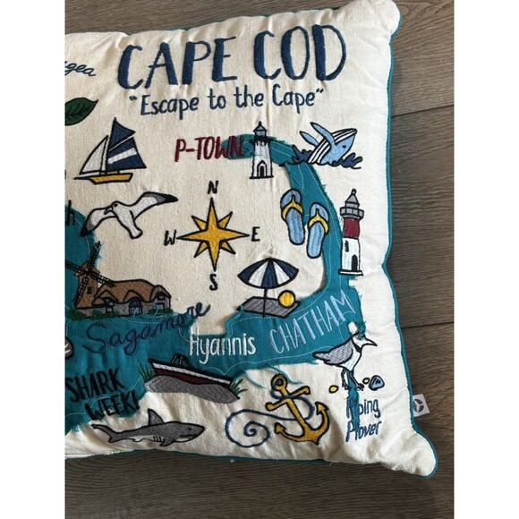 Cape Cod Pillow by Grey Whale Embroidered Outdoors - Picture 2 of 6